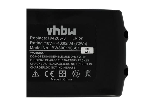 vhbw Akku Ersatz für Makita BL1840, BL1840B, 197265-4 für Elektrowerkzeug Akku Akku Li-Ion 4000 mAh (18 V, 1 St), Leistungsfähiger Austausch-Akku für Werkzeug Powertools wie