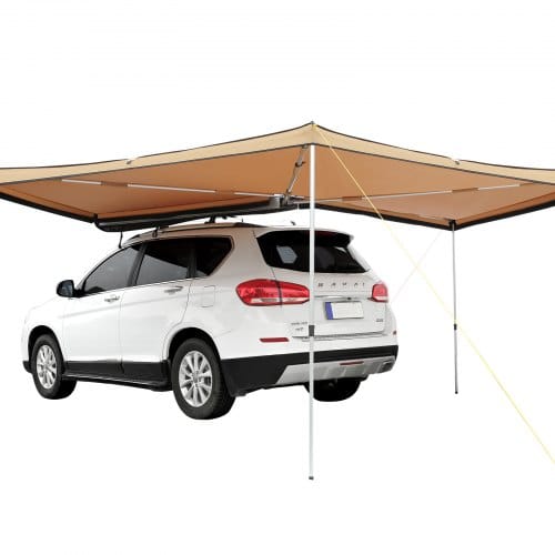 VEVOR Auto Markise 270°x2,5m Fahrzeugmarkise UV50+ UV-Schutz Seitenmarkise 280-G Polyester-Gewebe Vorzelt PU3000mm Wasserdicht inkl. PVC-Tasche Ideal für Camping Familientreffen Ausflüge