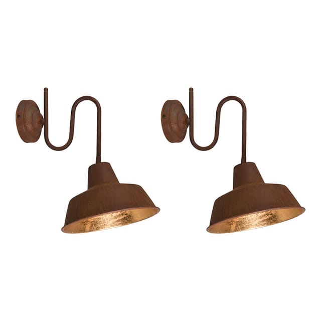 Set Mit 2 Wandleuchten Rosten Mit Goldenem Interieur - Fabrik