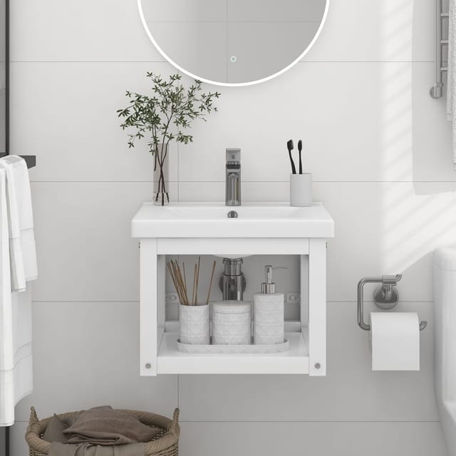 Badezimmer Wand-waschtischgestell Weiß 40x38x31 Cm Eisen