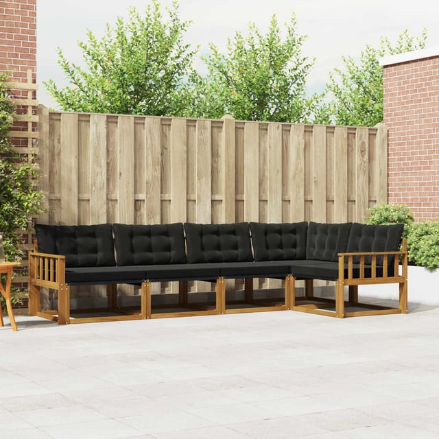 Outdoor-sofagarnitur Mit Kissen 5 Pcs Natürlich Und Schwarz