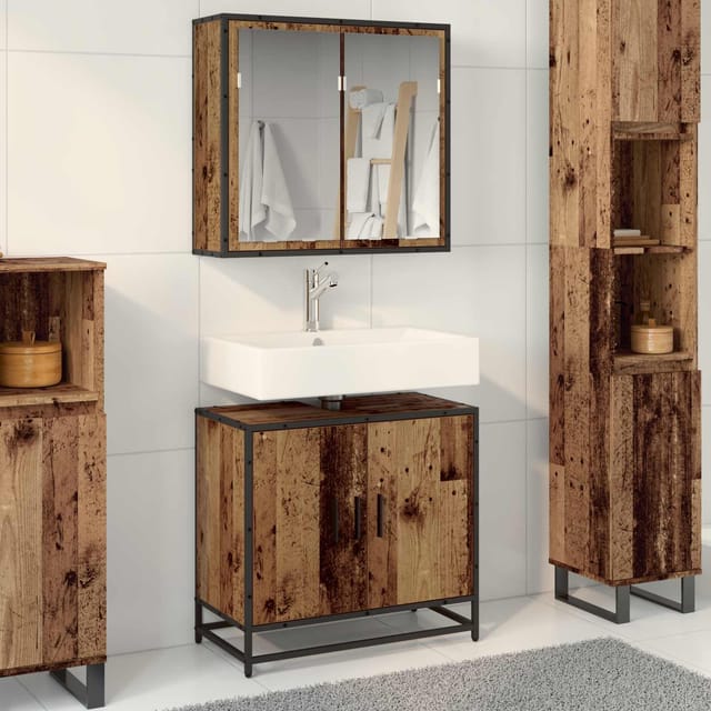 Badezimmermöbel-set Mit Regal 2 Pcs Altholz Holzwerkstoff
