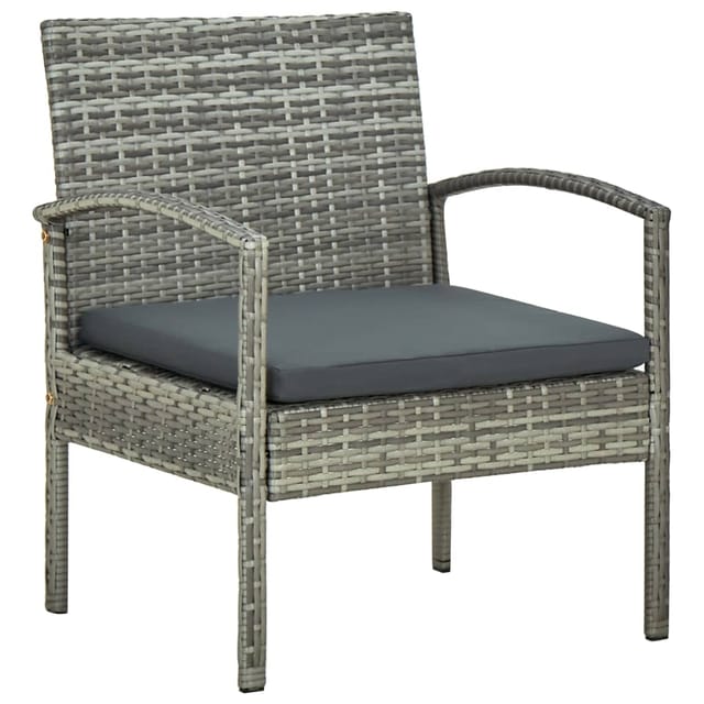 Gartenstuhl Mit Kissen Poly Rattan Grau