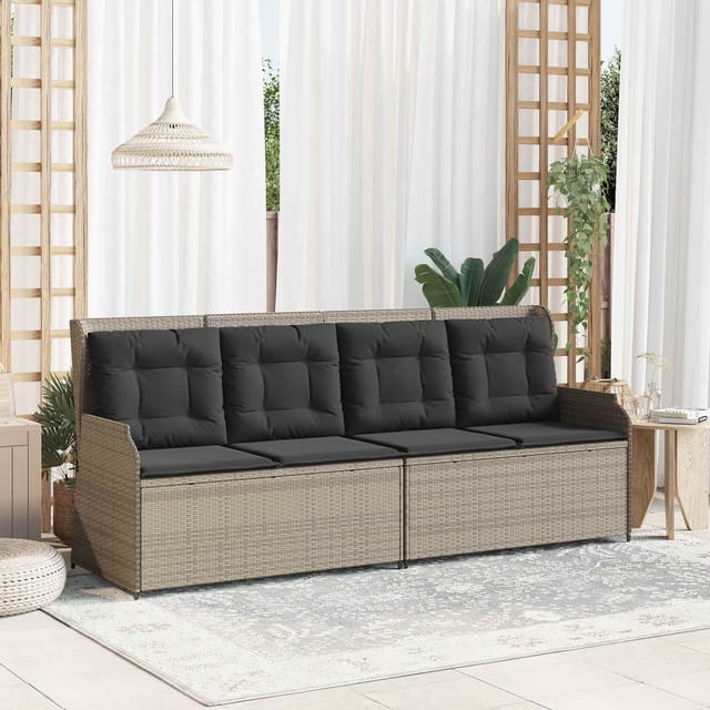 Gartenbank Mit Kissen Hellgrau Poly Rattan