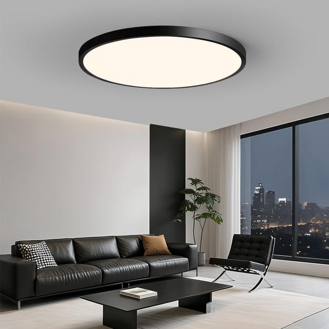 Deckenleuchte Led Schwarz 54w 4000k Deckenleuchten Flach Rund 50cm 3500lm Deckenlampe Led Badezimmer Lampe Schwarz Küchenlampe Deckenleuchten Für Küche Bad Schlafzimmer Abstellräume Flur