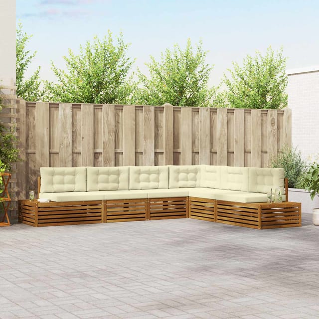 Outdoor-sofagarnitur Mit Kissen 6 Stück Natur Und Creme