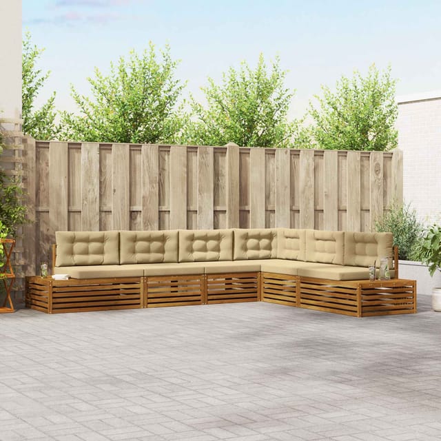 Outdoor-sofagarnitur Mit Kissen 6 Stück Natur Und Beige