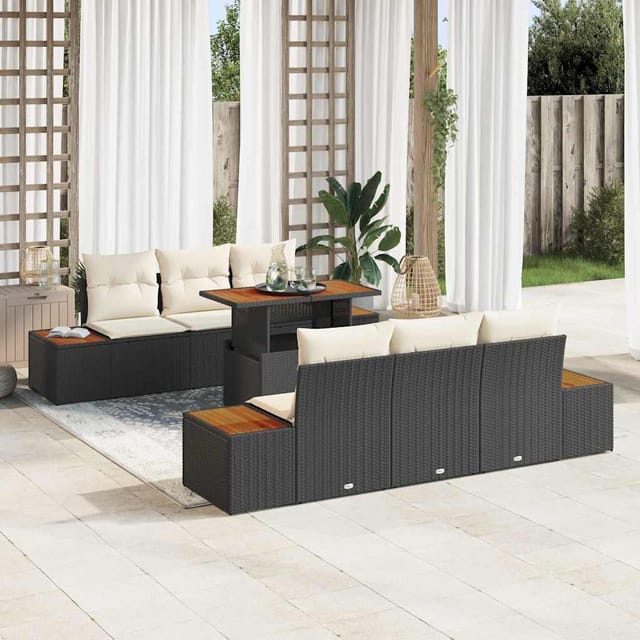 Garten Essgruppe Mit Kissen 7 Pcs Schwarz Und Beige