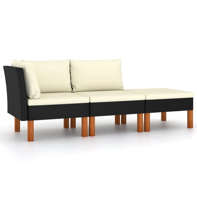3-tlg. Garten-lounge-set Poly Rattan Und Eukalyptus Massivholz