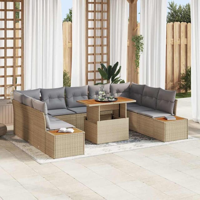 Garten Essgruppe Mit Kissen 10 Pcs Beige Und Grau
