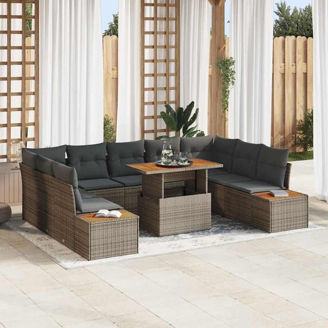 Garten Essgruppe Mit Kissen 10 Pcs Grau Und Braun