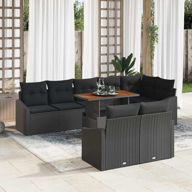 Garten-sofa-set Mit Kissen Mit Kissen 9 Pcs Schwarz Und Braun