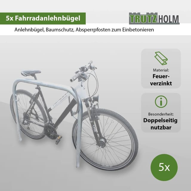 Baumarktplus - 5 X Fahrradanlehnbügel 115 X 99 Cm Stahl Feuerverzinkt Ø 49 Mm Grau Einbetonieren Fahrradständer Parker Typ U