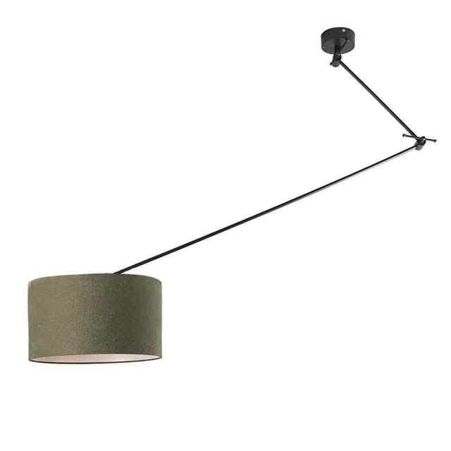 Hängelampe Schwarz Mit Lampenschirm 35 Cm Olivgrün Verstellbar - Blitz I