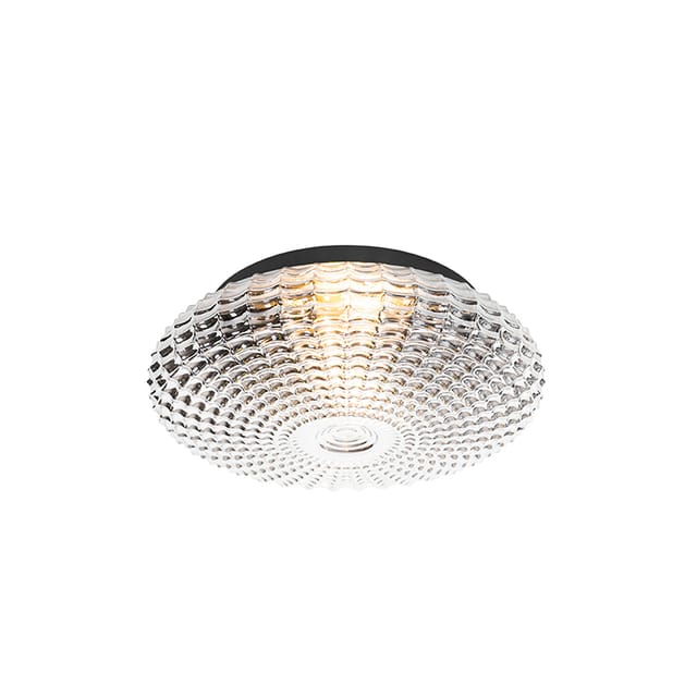 Klassische Deckenleuchte Schwarz Mit Rauchglas 35 Cm Ip44 - Nohmi
