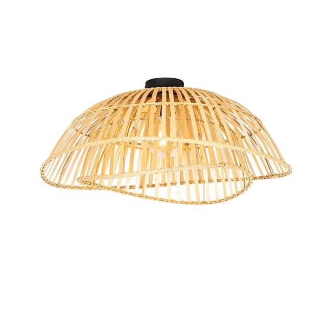 Orientalische Deckenleuchte Schwarz Mit Natürlichem Bambus 62 Cm - Pua