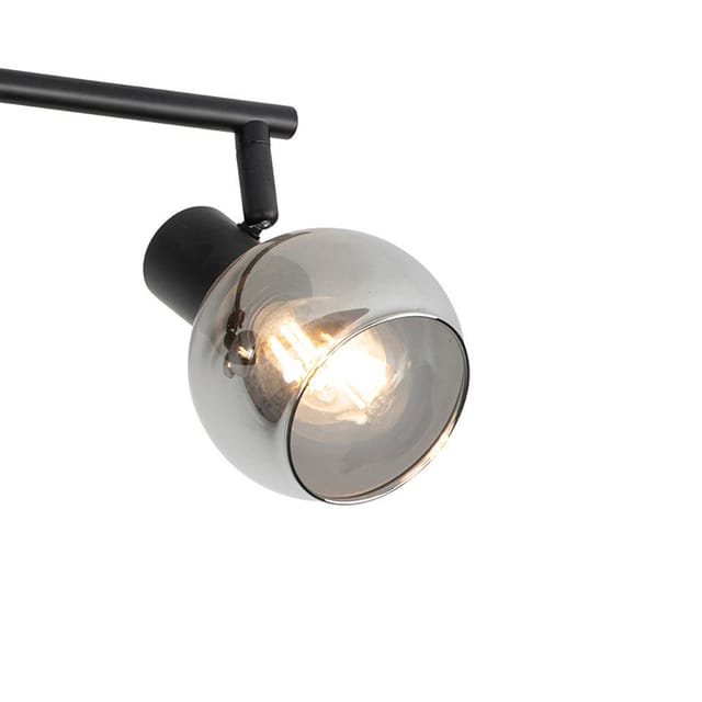 Smarte Deckenleuchte Schwarz Mit Rauchglas Inkl. 4 Wifi P45 - Vidro