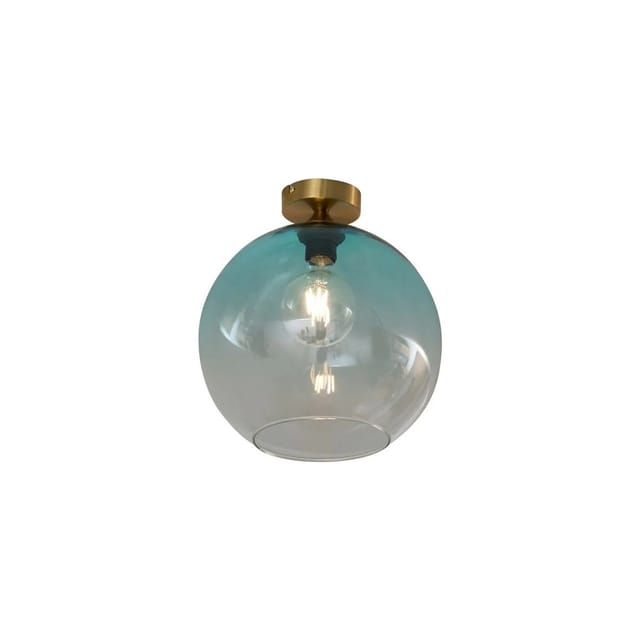 Art-deco-deckenleuchte Messing Mit Blauem Glas - Sandra