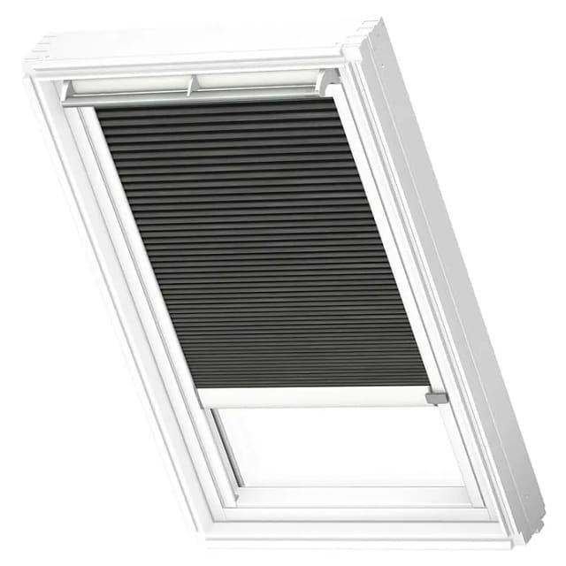 Velux Dachfensterplissee FSC PK08 1047KWL (Farbe: Graphit - 1047KWL, Farbe Schiene: Weiß, Solarbetrieben)