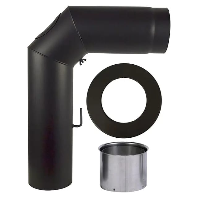 Kaminrohr-Set RR150/SET (Durchmesser: 15 cm, Mit Reinigungsöffnung, Schwarz)