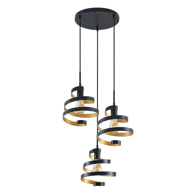 Lindby Pendelleuchte Colten 9639614 Design Modern in Schwarz aus Metall 3-flammig E27 Wohnzimmerleuchte