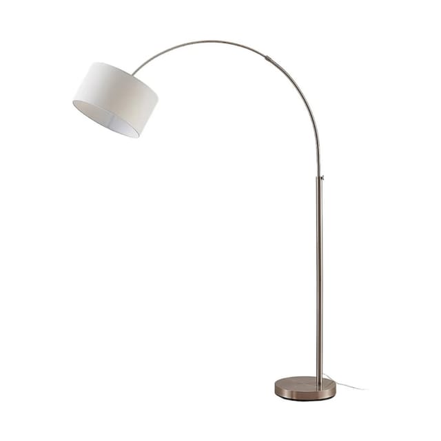 Lindby Stehlampe Bogenleuchte Railyn 9621369 Modern in Weiß aus Textil 1-flammig E27 Wohnzimmerleuchte