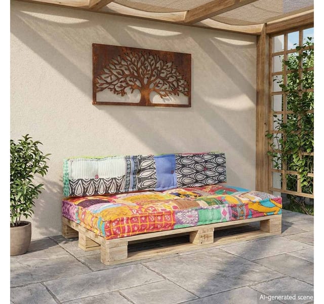 vidaXL Sitzauflage Palettensofa-Auflage Mehrfarbig Stoff Patchwork, (1 St)