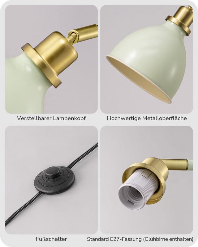 EDISHINE Stehlampe Wohnzimmer Industrielle, LED wechselbar, warmweiß, Leselampe für Wohnzimmer & Büro