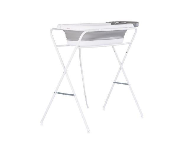 Chipolino Babybadewanne-Set Slim, Ständer 90 cm, Ablage, klappbar, Thermometer grau