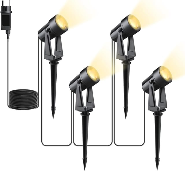 4 X 2-w-led-außenstrahler, 14 M Led-gartenbeleuchtung, Led-strahler Für Terrassen Und Patios, Außenleuchten, Außenstrahler, 3000 K Für Pflanzen Und Wege, Mit Lampenfassung