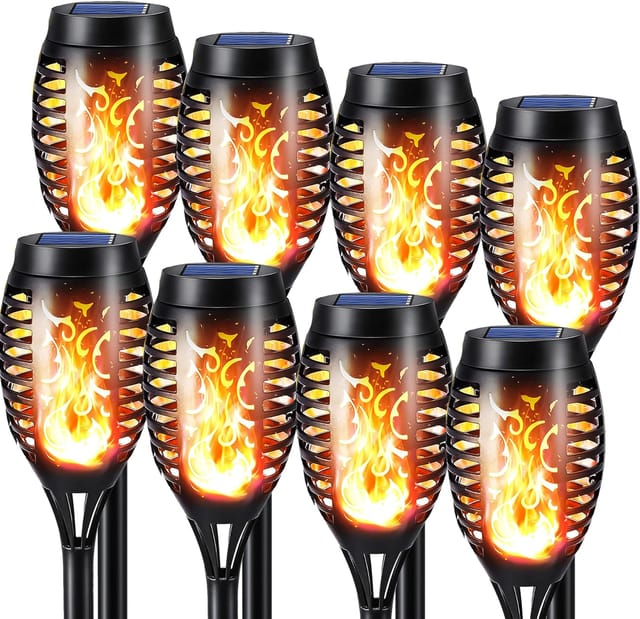 8er-pack Wasserdichte Solar-fackelleuchten Mit Flackernder Flamme Für Den Außenbereich, Ideal Für Dekoration, Garten, Terrasse, Wege Und Rasen