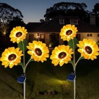 Set Mit 2 Verbesserten Solar-sonnenblumenleuchten, Ip65 Wasserdichte Gartenbeleuchtung Für Rasen, Einfahrt Und Hof, Geburtstags- Und Weihnachtsgeschenk