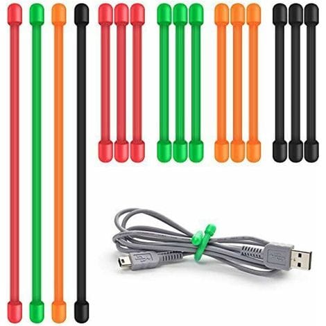 Verdrehte Kabelbinder, 16er-packung Silikon-kabelbinder, Vielseitiger, Wiederverwendbarer Kabelorganisator Aus Gummi Für Das Kabelmanagement (7,6 Cm, 15,2 Cm)