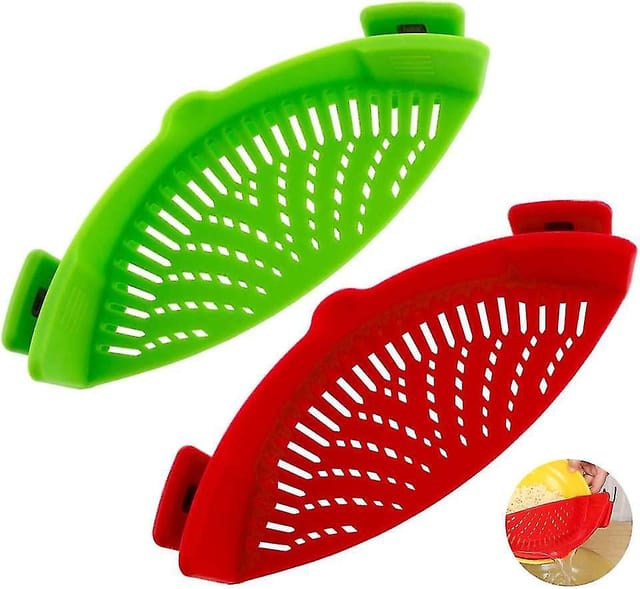 2-teiliges Lebensmittelsieb, Universelles Clip-sieb, Hitzebeständiger Silikonfilter, Küchenutensil Für Gemüse, Spaghetti, Nudeln, Gehackte Lebensmittel.
