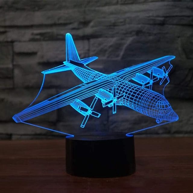 Kreative 3d-led-schreibtischlampe Mit Optischer Illusion, Flugzeugdesign, 7 Wechselnden Farben, Usb-berührungssensor, Nachtlicht
