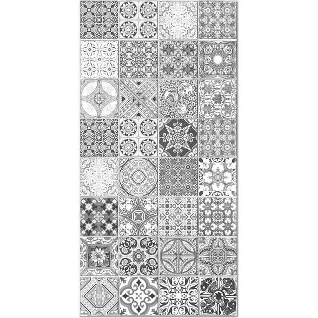 Vinylteppich. Zementfliesenmuster. Jaen Grey Design. 60 X 110 Cm. Wohnzimmer, Küche, Terrasse