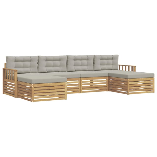 Sofagarnituren 6 Pcs Weiß Und Hellgrau Massivholz Akazie Vidaxl