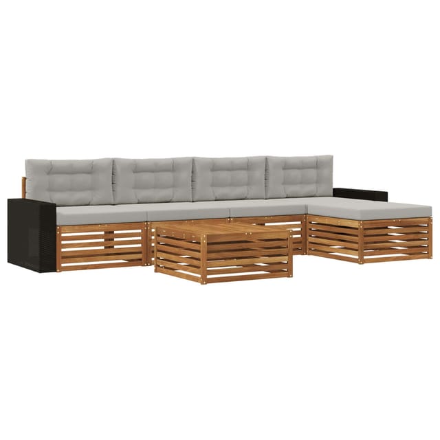 Outdoor-sofagarnitur 6 Pcs Natürlich Und Hellgrau Vidaxl