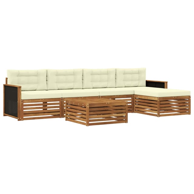 Outdoor-sofagarnitur 6 Pcs Natur Und Creme 79 X 79 X 37 Cm Vidaxl