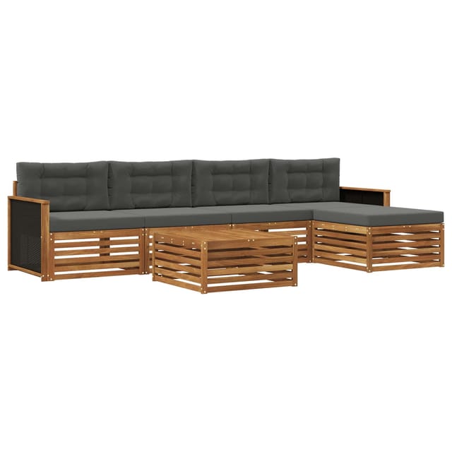 Outdoor-sofagarnitur 6 Pcs Natur Und Anthrazit 79 X 79 X 37 Cm Vidaxl