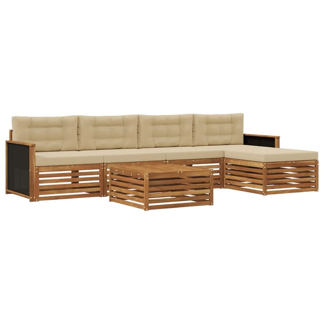 Outdoor-sofagarnitur 6 Pcs Natur Und Beige 79 X 79 X 37 Cm Vidaxl