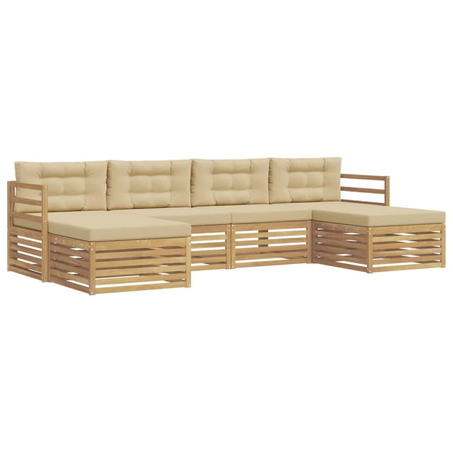 Outdoor-sofagarnitur 6 Pcs Weiß Und Beige 325 X 162,5 X 73 Cm Vidaxl