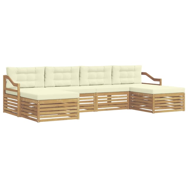 Outdoor-sofagarnitur 6 Pcs Weiß Und Creme 325 X 162,5 X 73 Cm Vidaxl