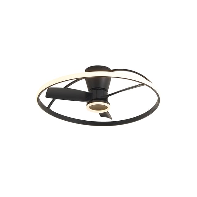 Qazqa Deckenventilator Schwarz Inkl. Led Mit Fernbedienung -