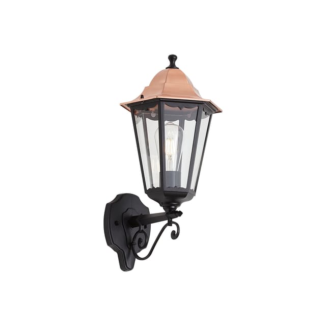 Qazqa Klassische Wandleuchte Schwarz Mit Kupfer Ip44 - Havana