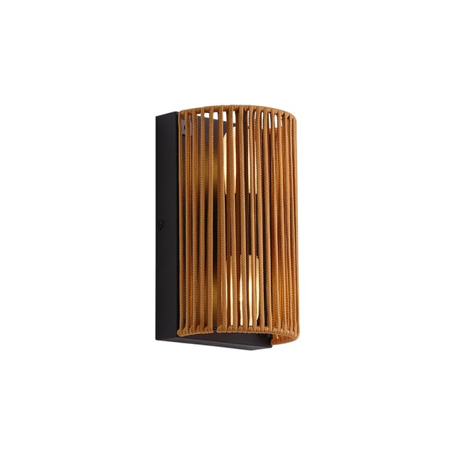 Qazqa Japandi Wandleuchte Orange Mit Schwarz Und Seil Ip44 -