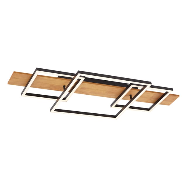 Qazqa Design-deckenleuchte Schwarz Quadratisch Inkl. Led