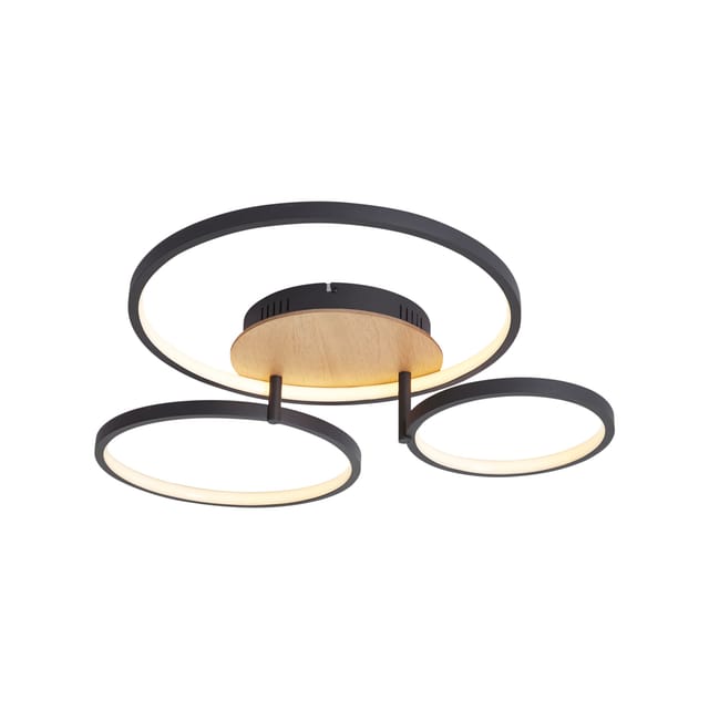 Qazqa Moderne Deckenleuchte Holz Inkl. Led 3-stufen-dimmbar