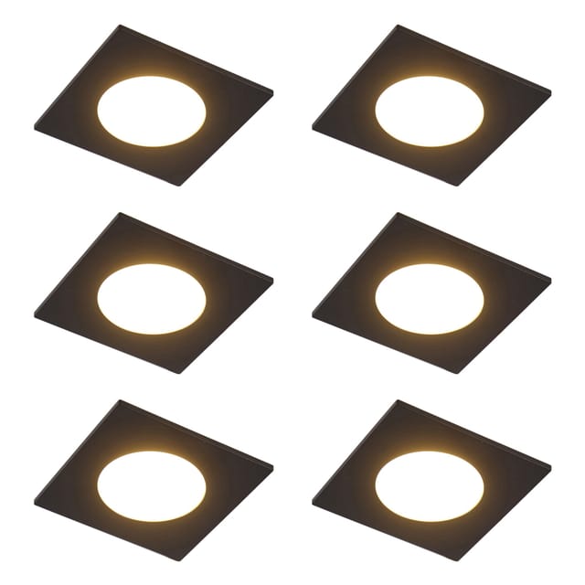 Qazqa Set Mit 6 Modernen Einbaustrahlern Schwarz Inkl. Led