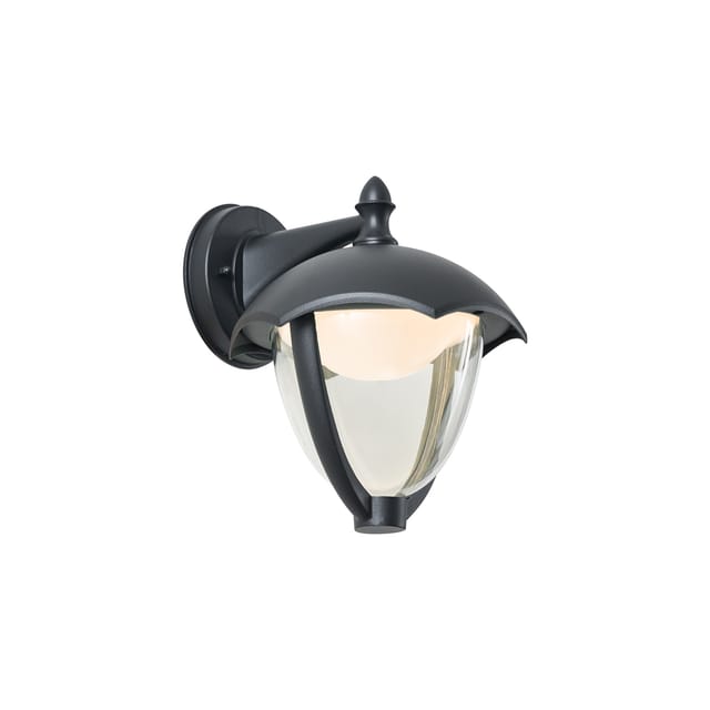 Qazqa Smarte Außenwandleuchte Schwarz Mit Klarglas Inkl. Led Ip54